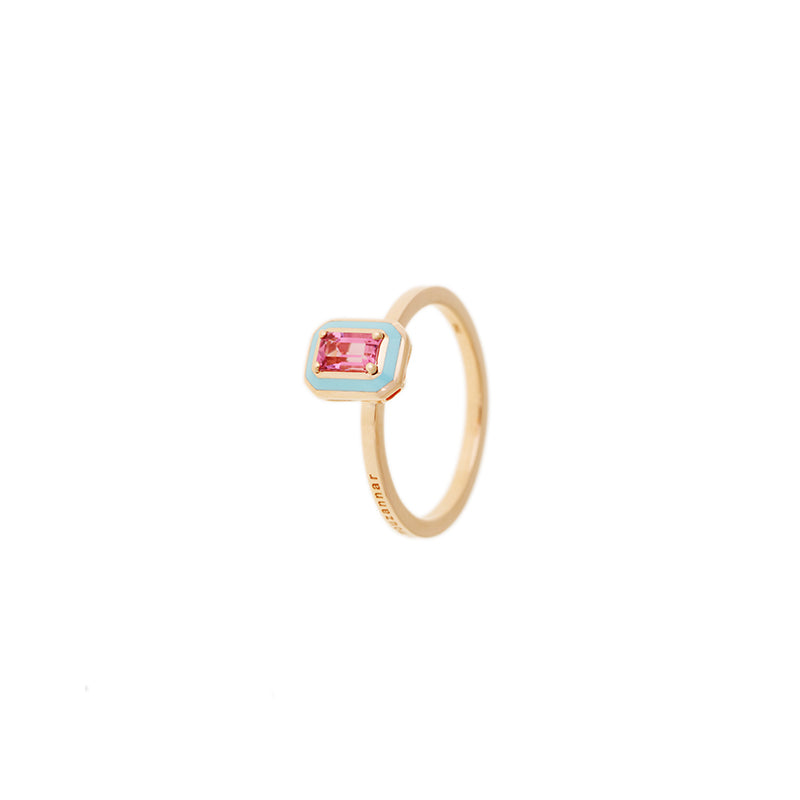 Mina Light Blue Ring - Pink Tourmaline