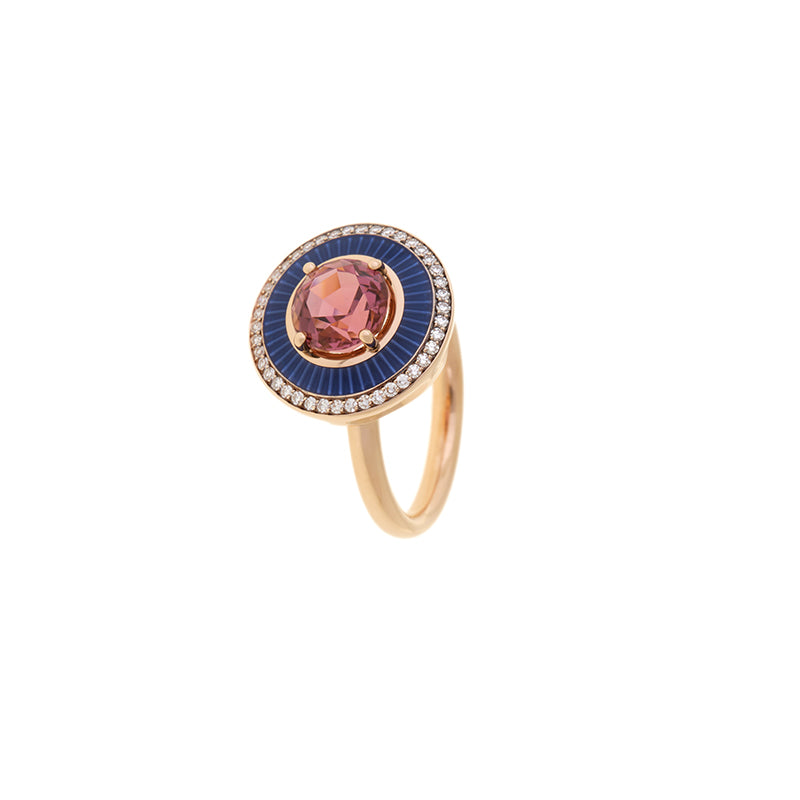 Mina Navy Blue Ring - Pink Tourmaline - Diamonds