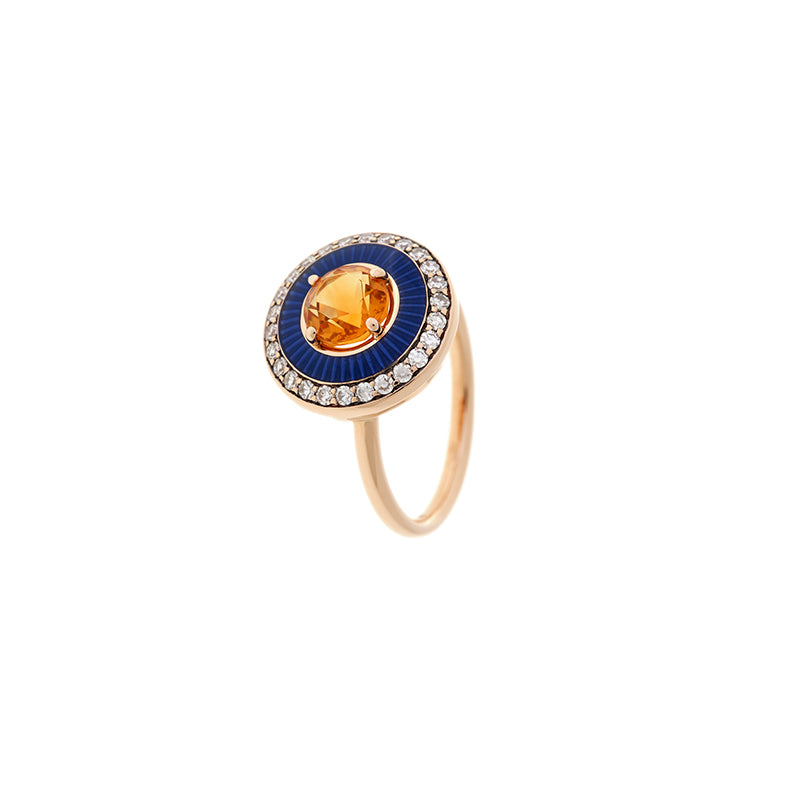 Mina Navy Blue Ring - Citrine - Diamonds