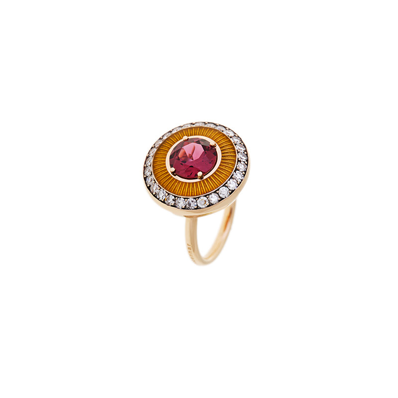 Mina Yellow Ring - Rhodolite - Diamonds