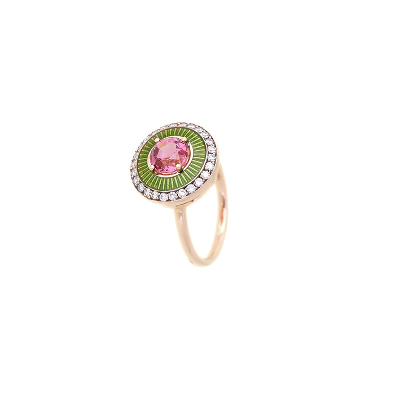 Mina Kiwi Ring - Pink Tourmaline - Diamonds