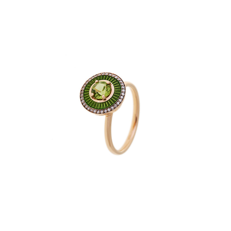 Mina Kiwi Ring - Peridot - Diamonds