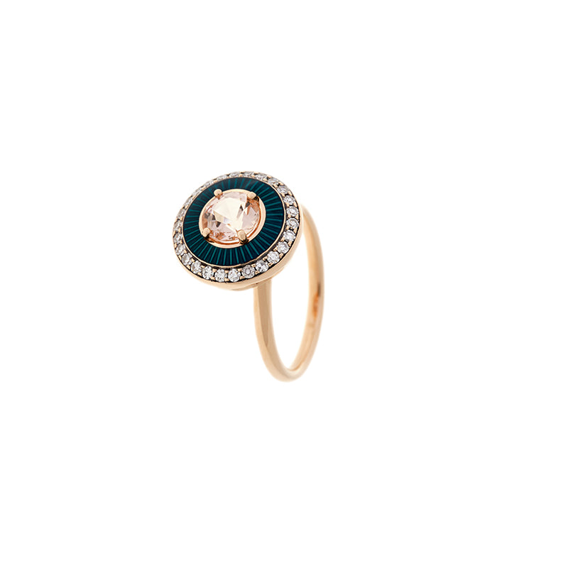 Mina Petrol Ring - Morganite - Diamonds
