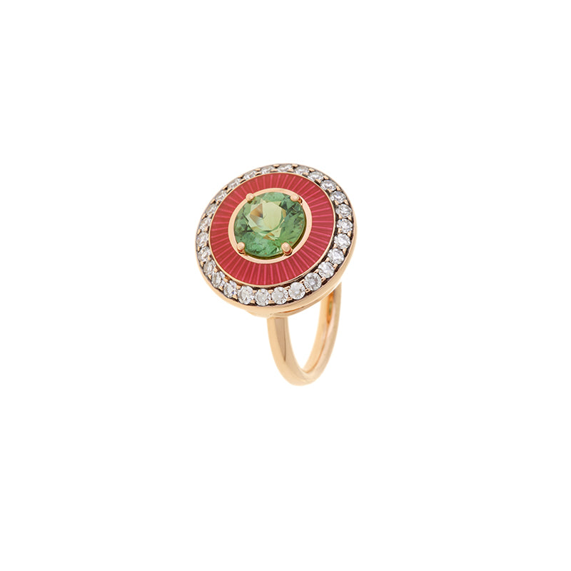 Mina Red Snapper Ring - Green Tourmaline - Diamonds