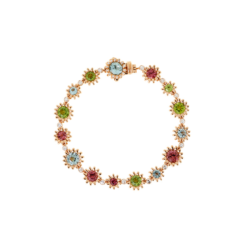 Poppy Bracelet - Aquamarines - Tourmalines - Peridot - Diamonds