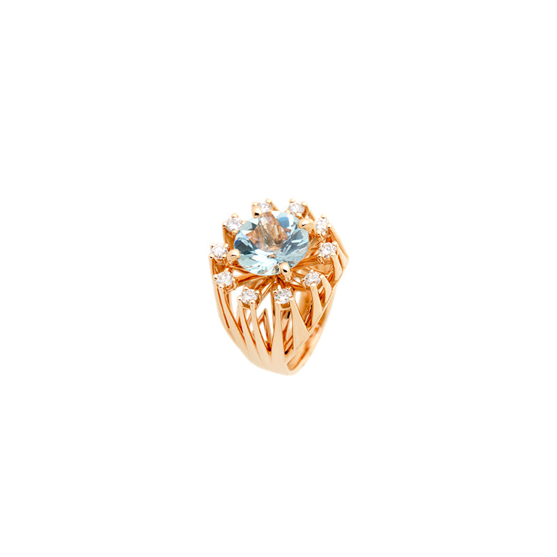 Unique Pinky Ring - Aquamarine - Diamonds