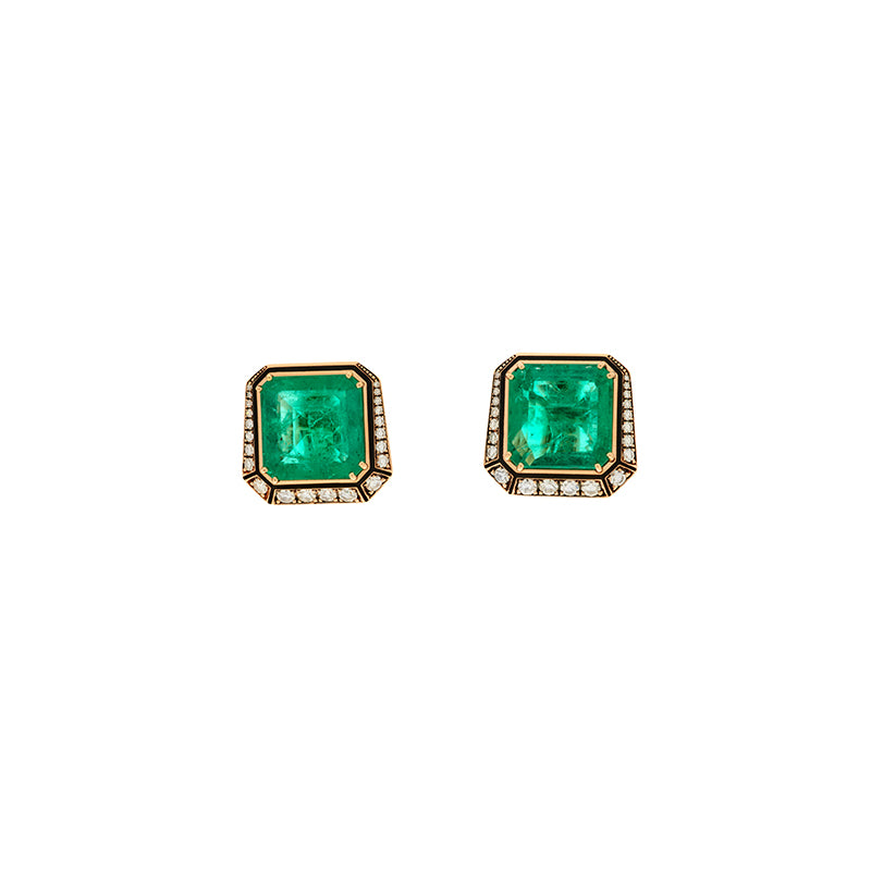 Unique Earrings - Emeralds - Diamonds