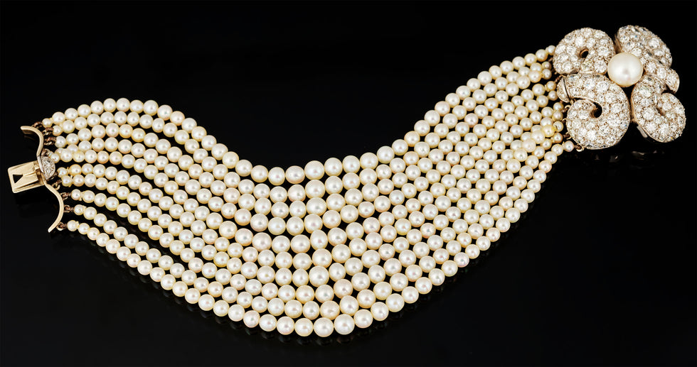 Bracelet - Perles Blanches - Diamants