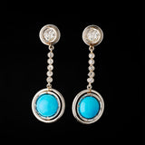Earrings - Diamonds - Turquoises