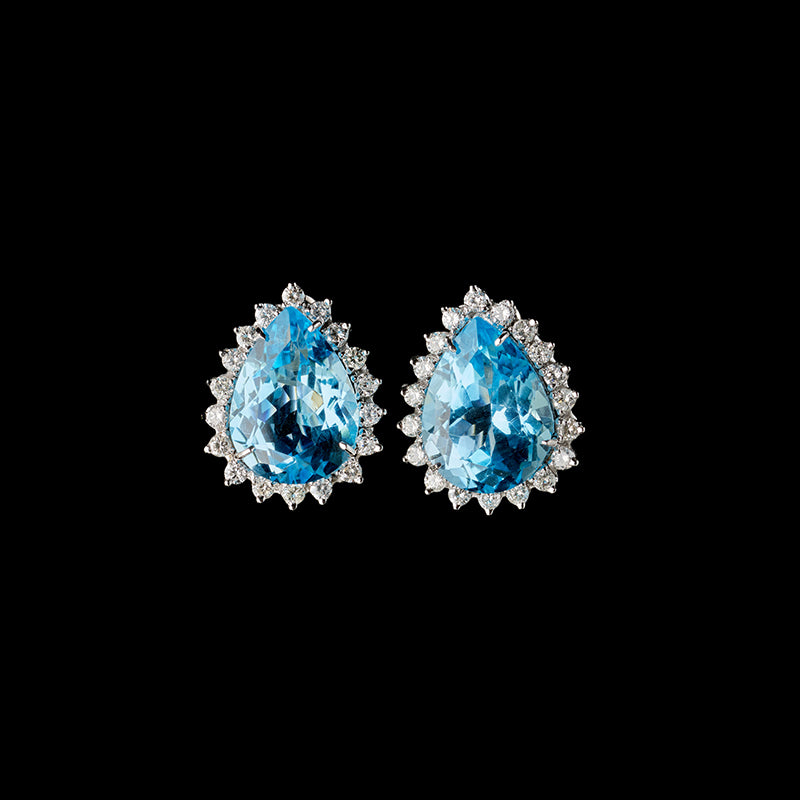 Boucles d'oreilles - Topazes - Diamants
