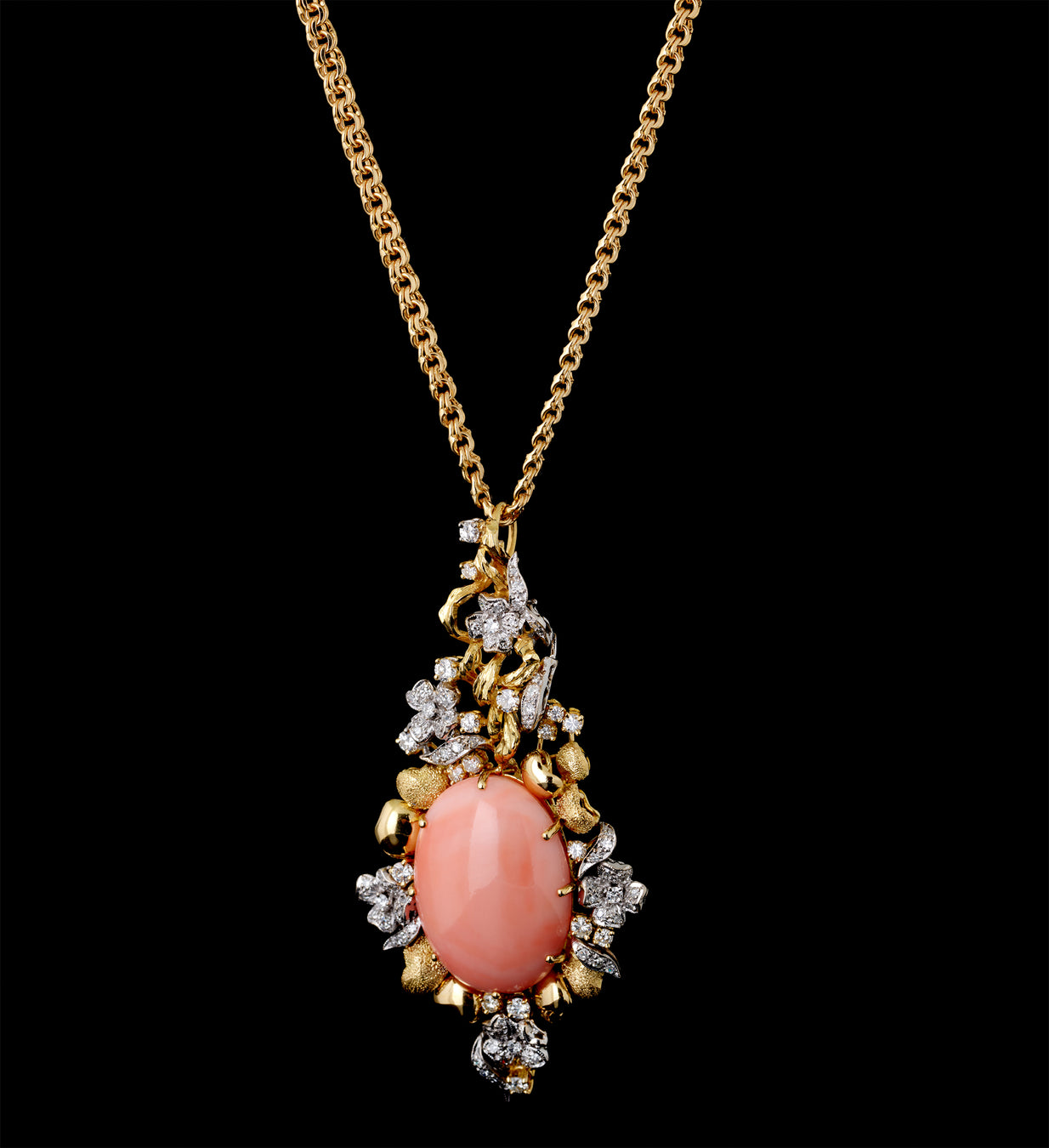 Necklace - Coral - Diamonds