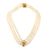 Necklace - Pearls - Citrine - Diamonds