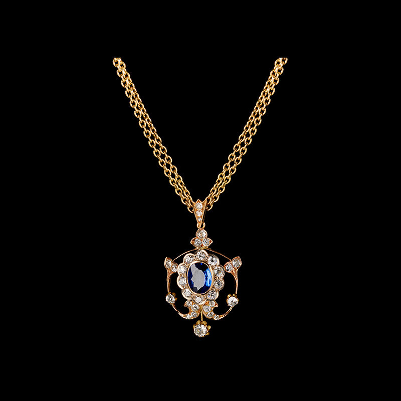 Necklace - Blue Sapphire - Diamonds