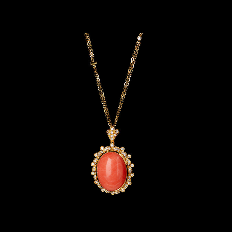 Pendentif - Corail - Diamants