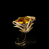 Ring - Citrine - White & Brown Diamonds