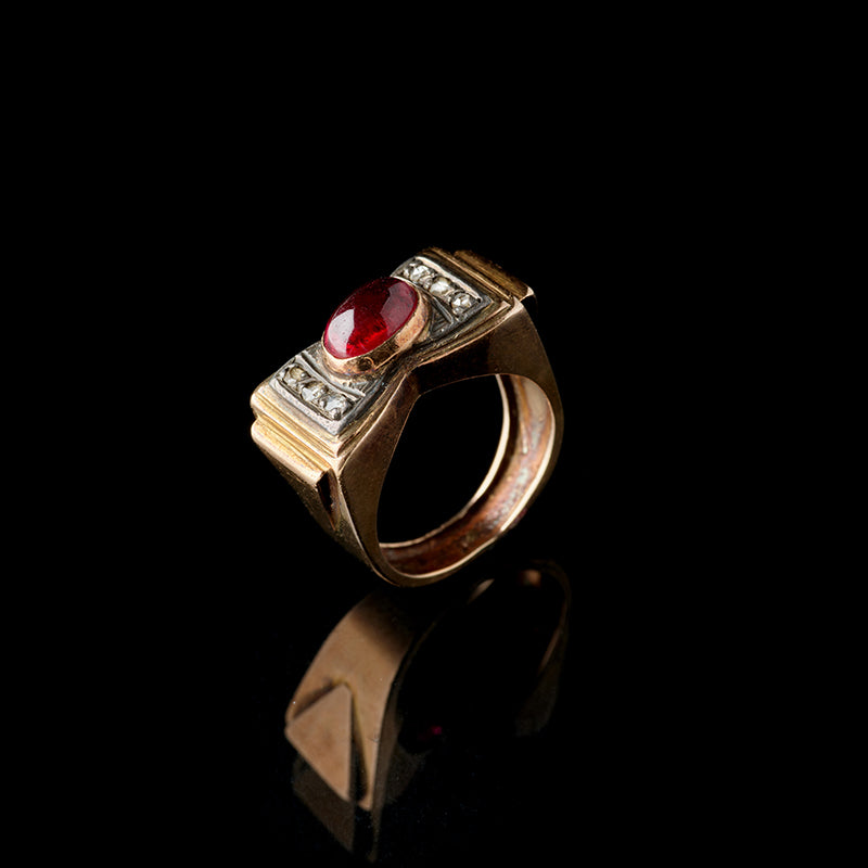 Ring - Diamonds - Red Stone