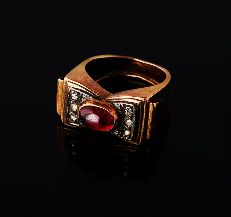 Ring - Diamonds - Red Stone