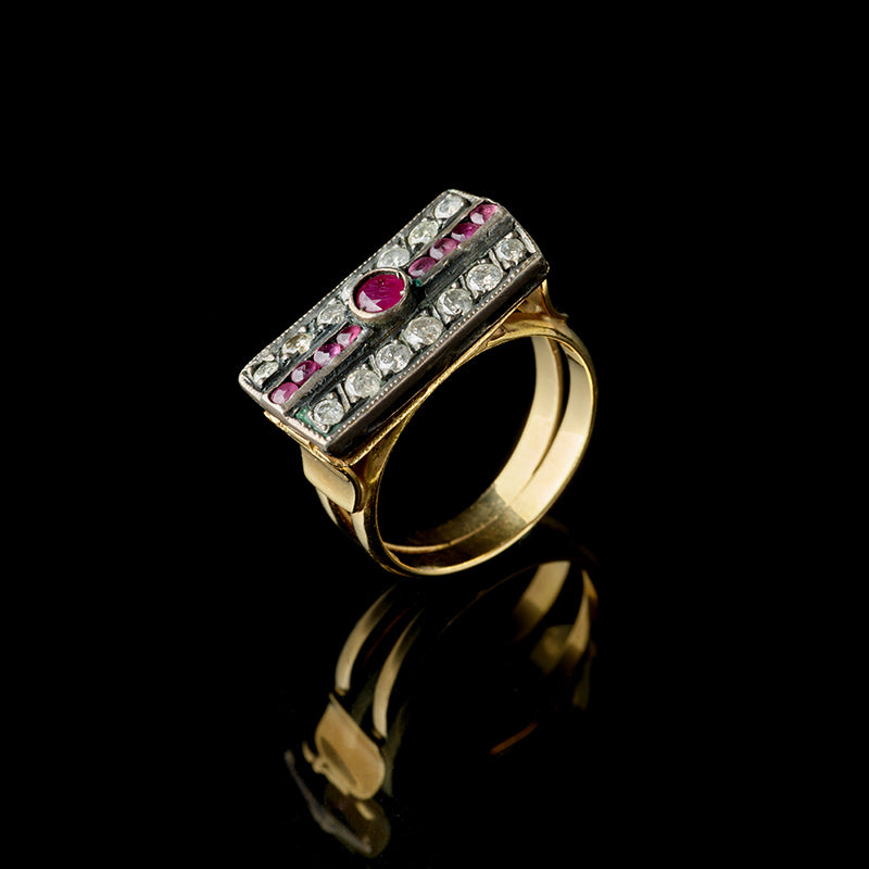 Bague - Rubis - Diamants