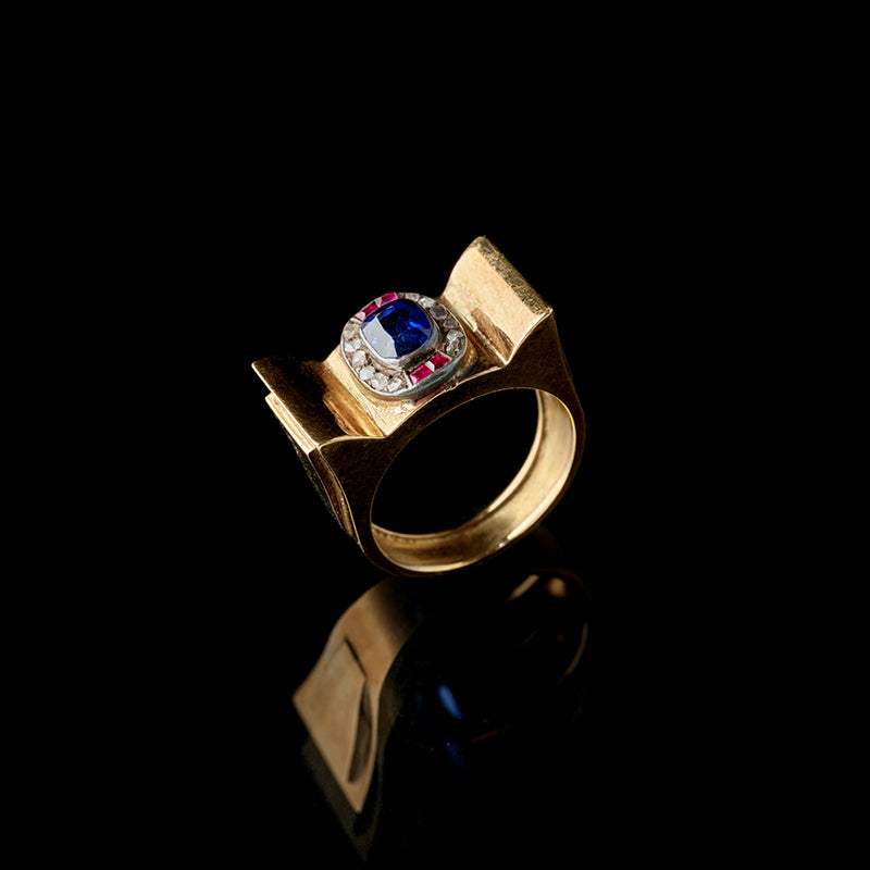 Bague - Saphir - Rubis - Diamants