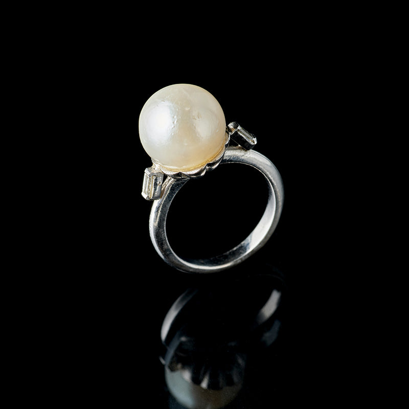 Ring - White Pearl - Diamonds
