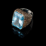 Ring - Blue Topaz - Diamonds