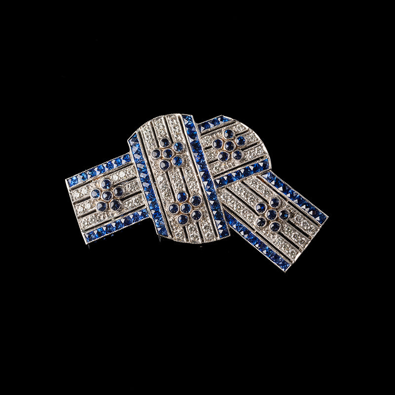 Brooch - Blue Sapphires - Diamonds