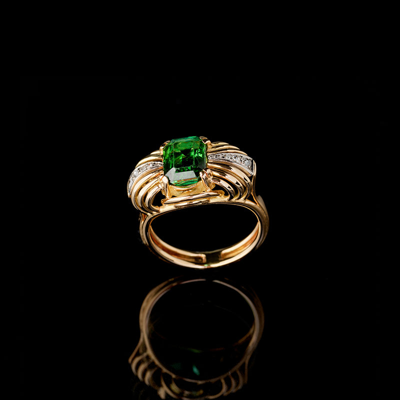 Bague - Tourmaline Verte - Diamants