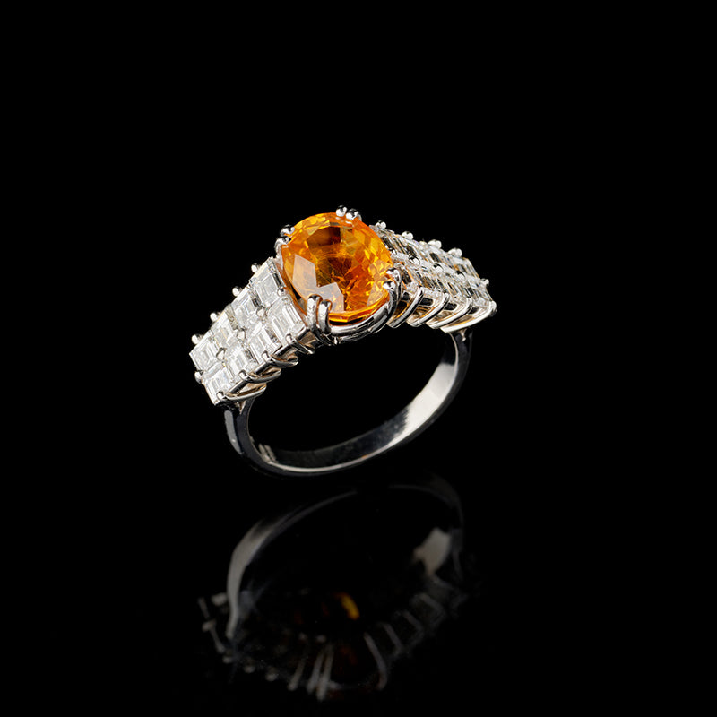 Bague - Saphir Jaune - Diamants