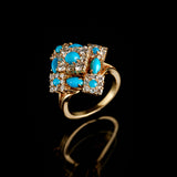 Bague - Turquoises - Diamants
