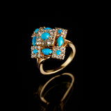 Ring - Turquoises - Diamonds