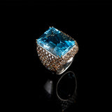 Ring - Blue Topaz - Diamonds