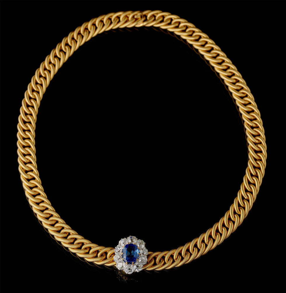 Necklace - Blue Sapphire - Diamonds