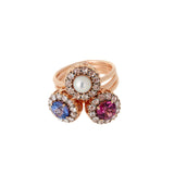 Beirut Rosace Ring - Rhodolite - Diamonds