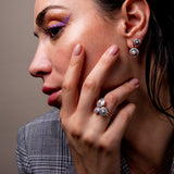 Mina Boucles d'oreilles Gris - Perles - Diamants
