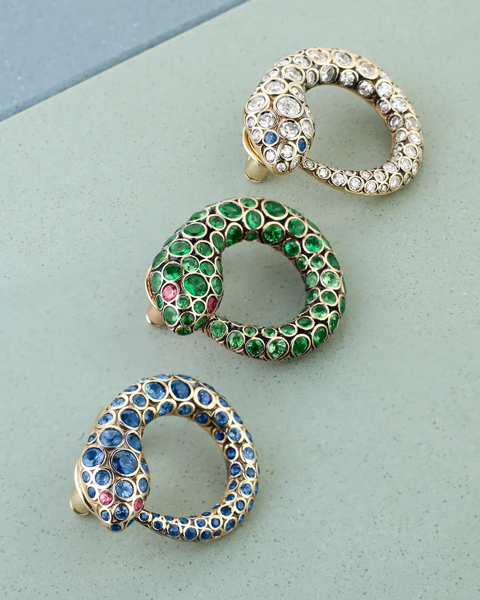 Basilik Earrings - Diamonds - Blue Sapphires