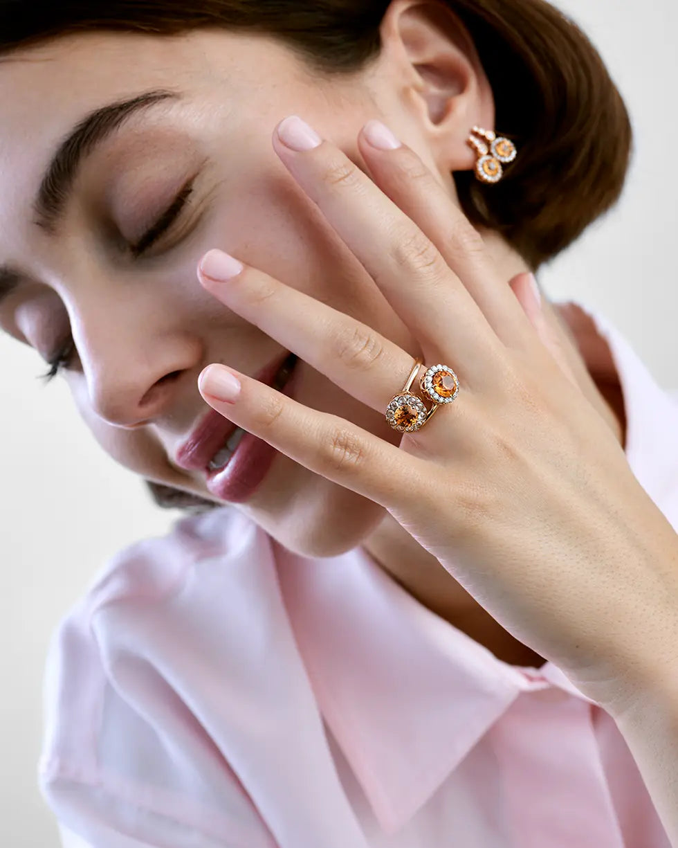 Beirut Earrings - Spessartines - Diamonds