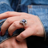 Bague - Saphir Bleu - Diamants