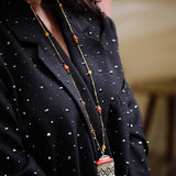 Necklace - Corals - Onyx - Pearls