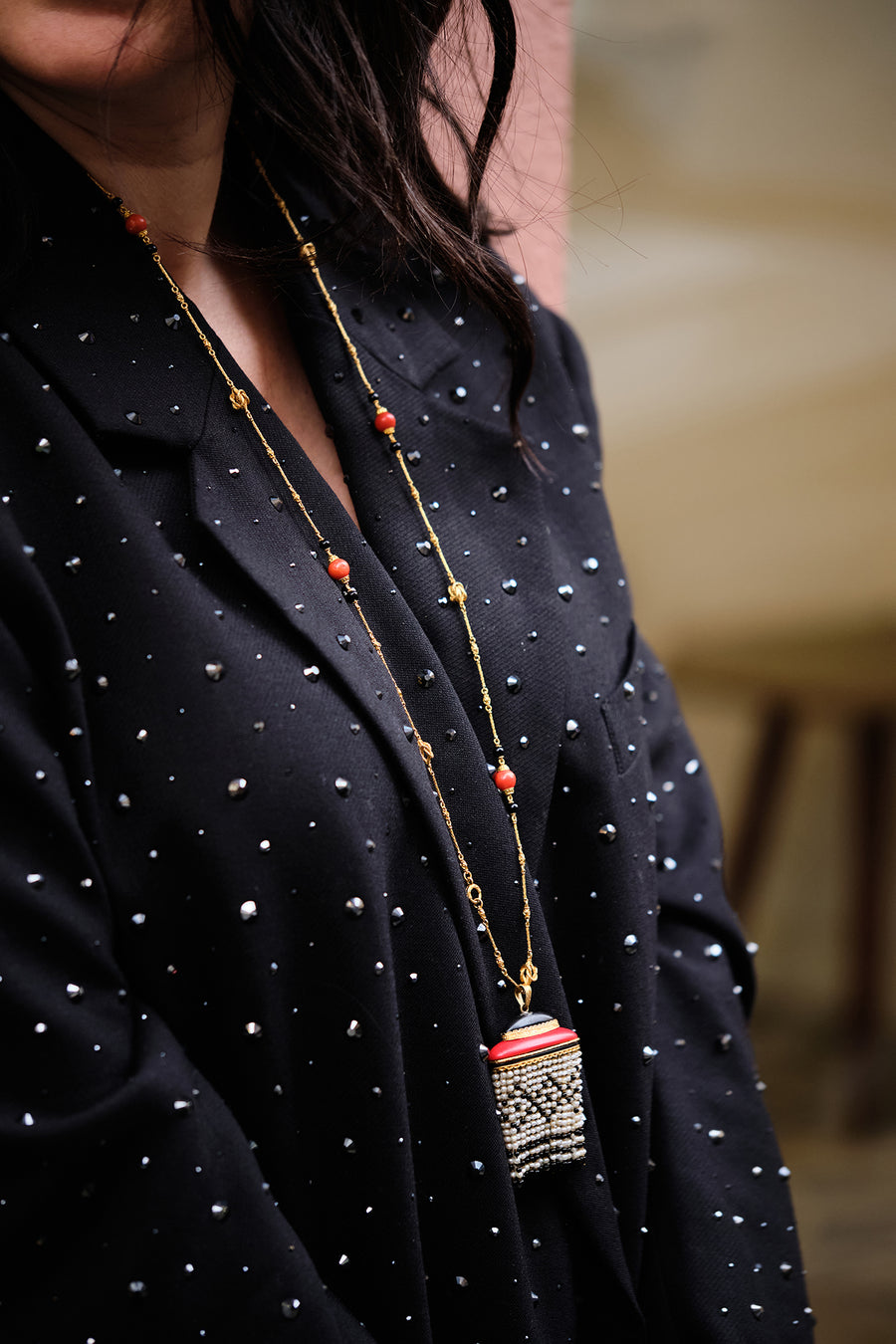 Collier - Coraux - Onyx - Perles