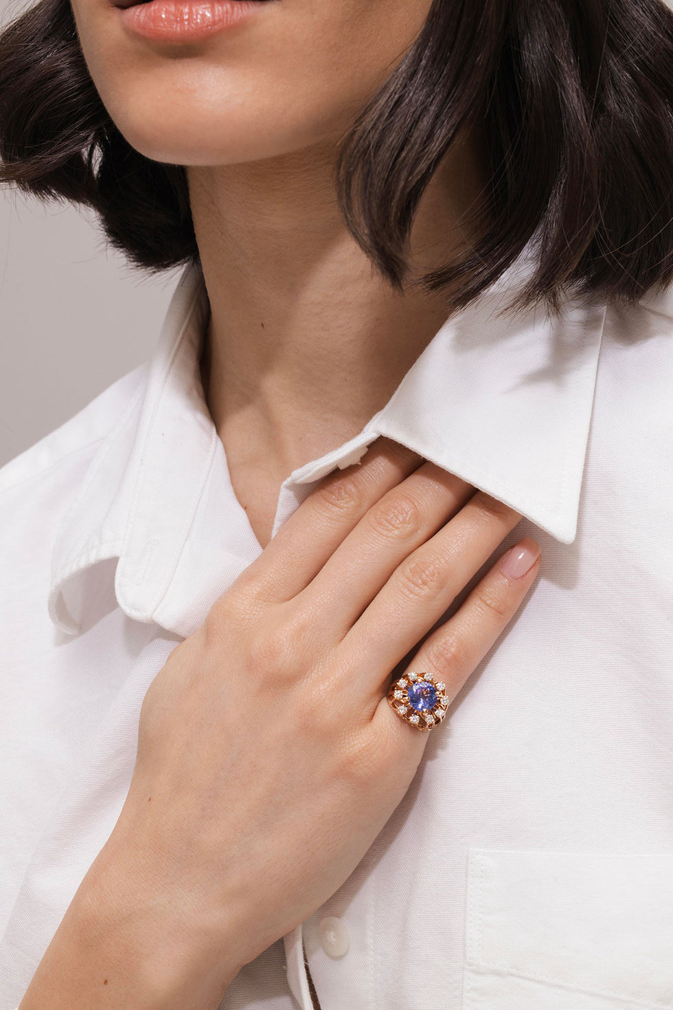 Unique Pinky Ring - Tanzanite - Diamonds
