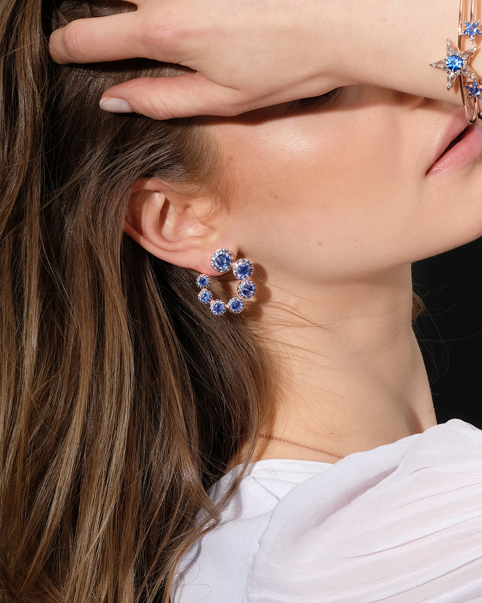 Beirut Circle Boucles d'oreilles - Saphirs bleus - Diamants