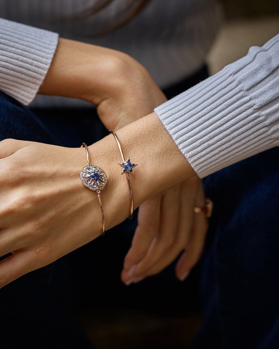 Beirut Rosace Bracelet - Saphir bleu - Diamants