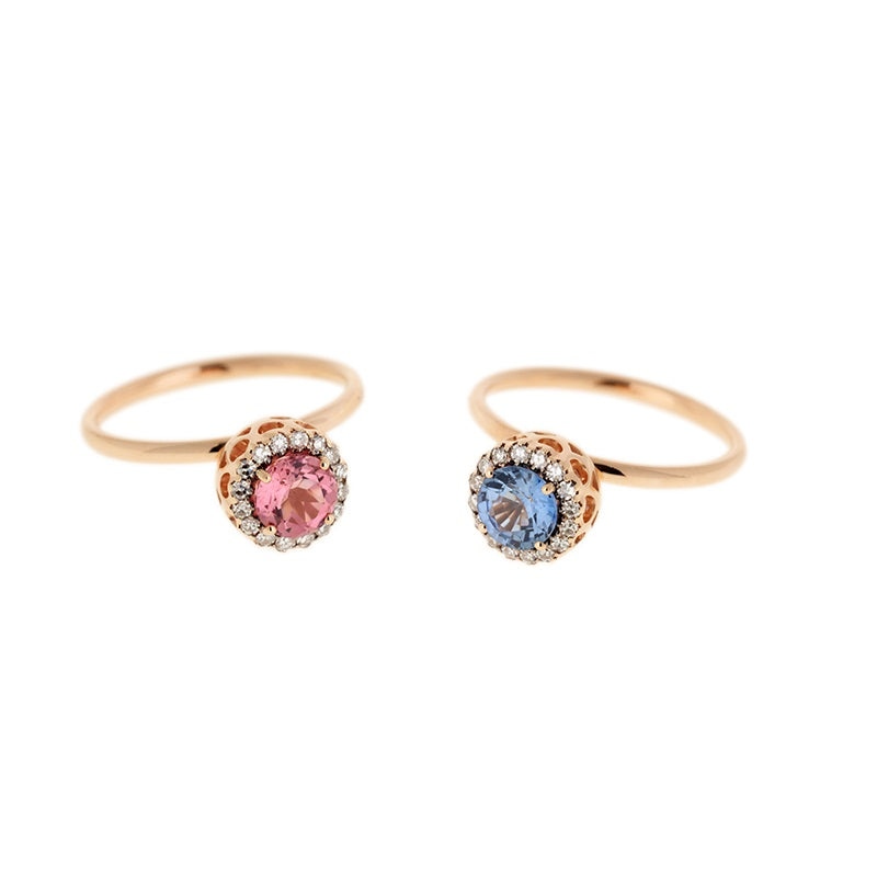 Bundle of Beirut Rings - Pink Tourmaline - Blue Sapphire - Diamonds