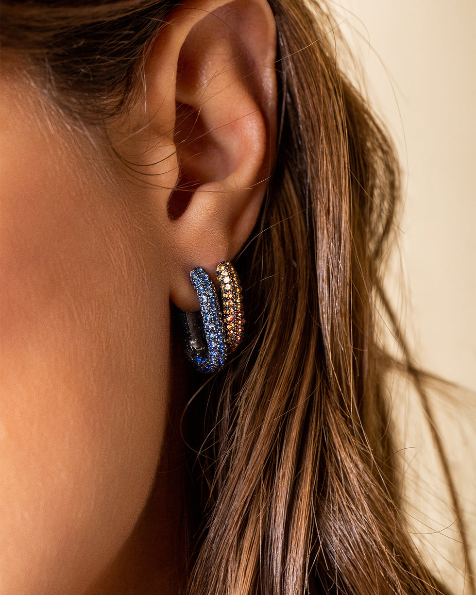 Link Earring - Orange Sapphires