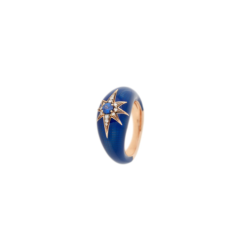 Aïda Bleu Marine bague - Saphir Bleu - diamants