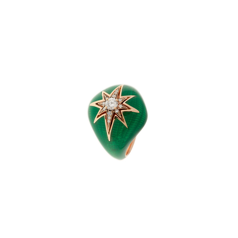 Aïda Chevalière Vert - Diamants