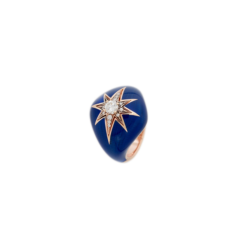Aïda Bleu Marine chevalière - diamants
