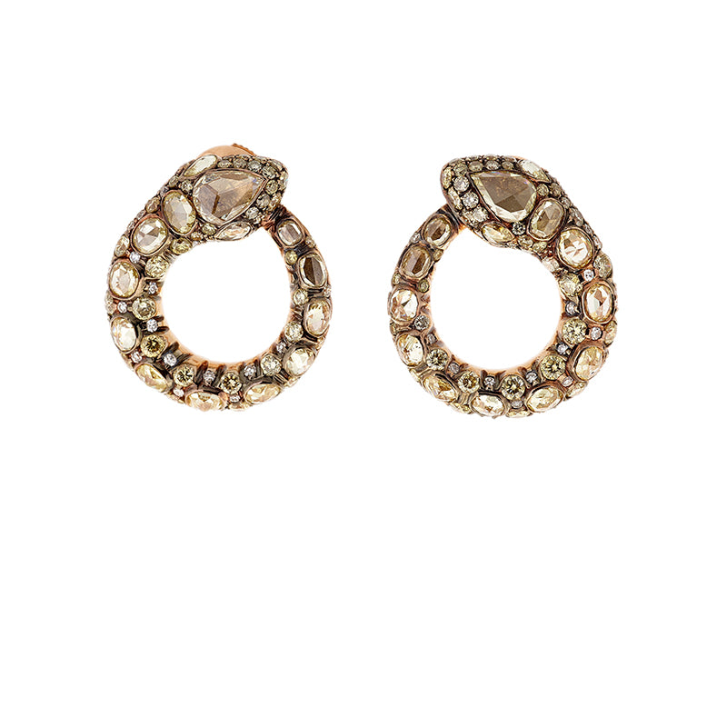 Basilik Earrings - Yellow & White Diamonds
