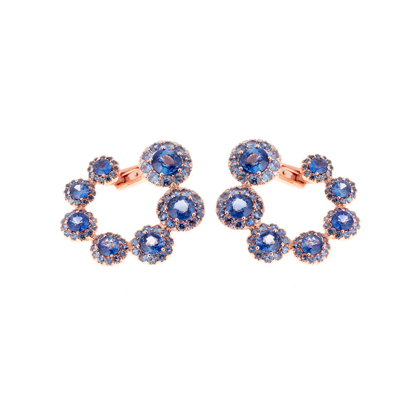 Beirut Circle Earrings - Blue Sapphires - Diamonds