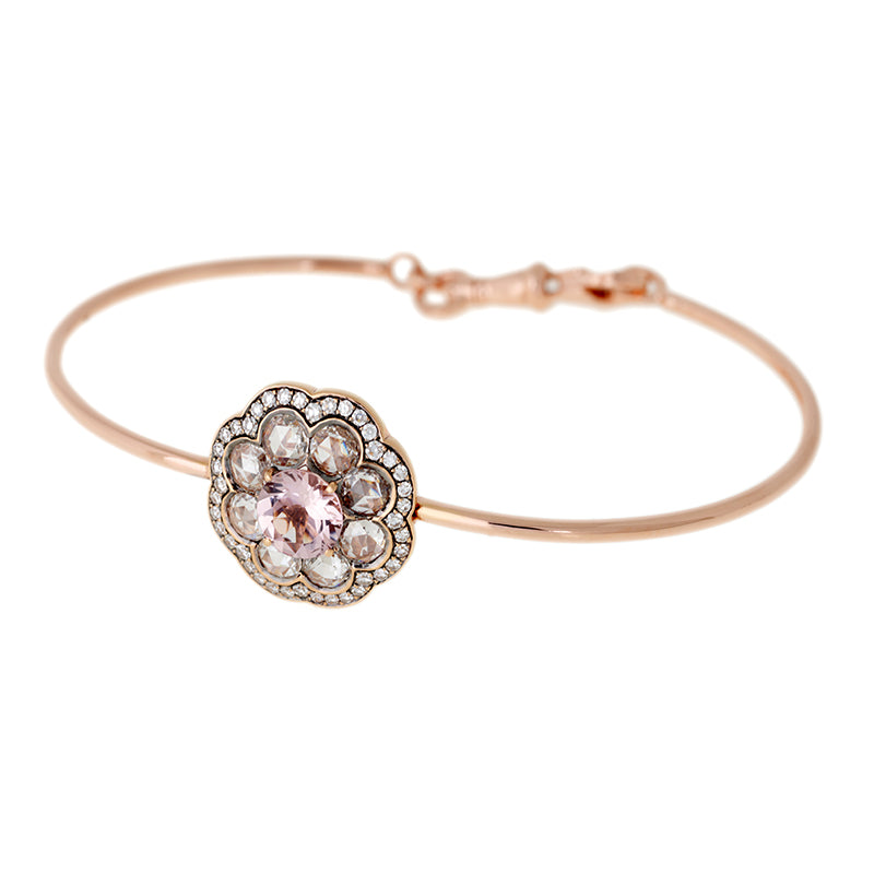 Bracelet Or 18k serti rosaces de Diamant